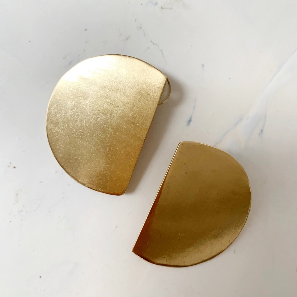 Minimalist Gold Half-Moon Statement Earrings